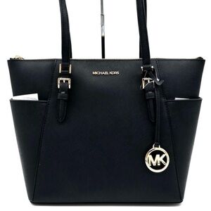 Michael Kors Large Charlotte Tote Bag Black/Gold (NWT)